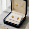 18K Pure Gold Four-petal Floral Earrings Set